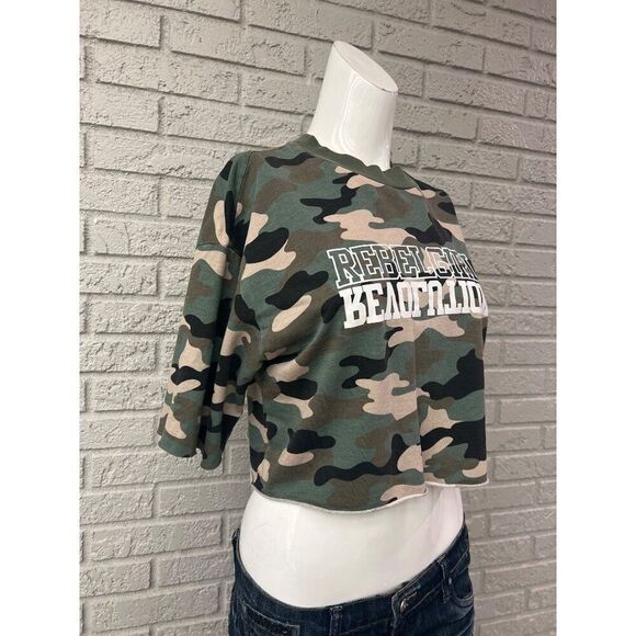 Divided H&M Women Camo Oversized Cropped High Neck Top Size XS - Picture 6 of 9